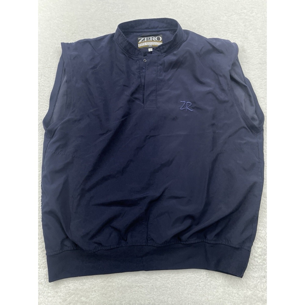 Zero Restriction Vest Mens Large Blue Golf 1/4 Zip Pullover Made USA Embroidered